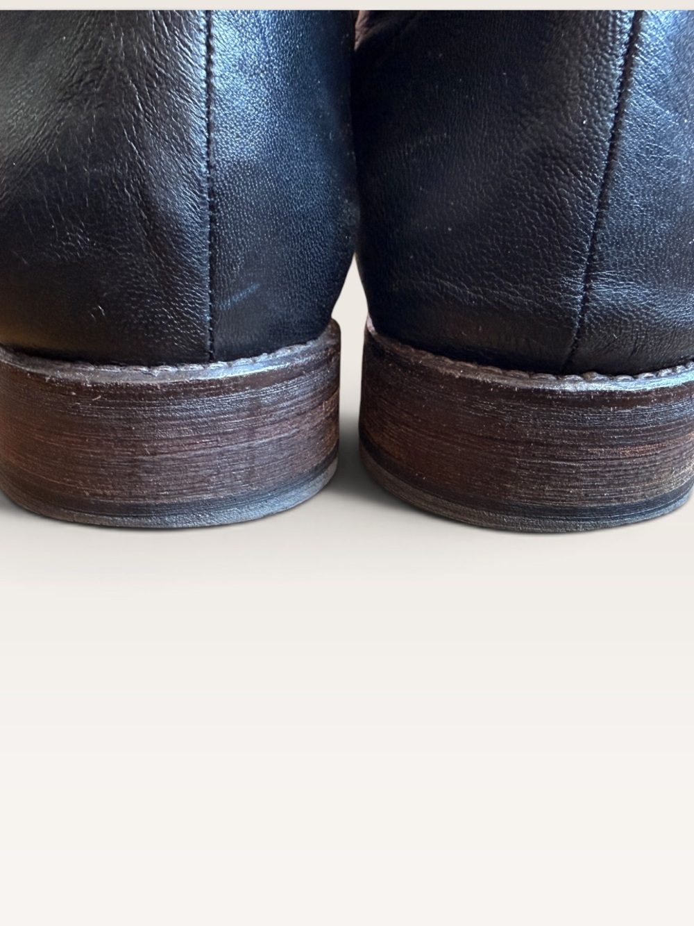 COLE HAAN buttery soft leather mid calf lace up boots NIKE AIR 7B black like NEW - Picture 3 of 7